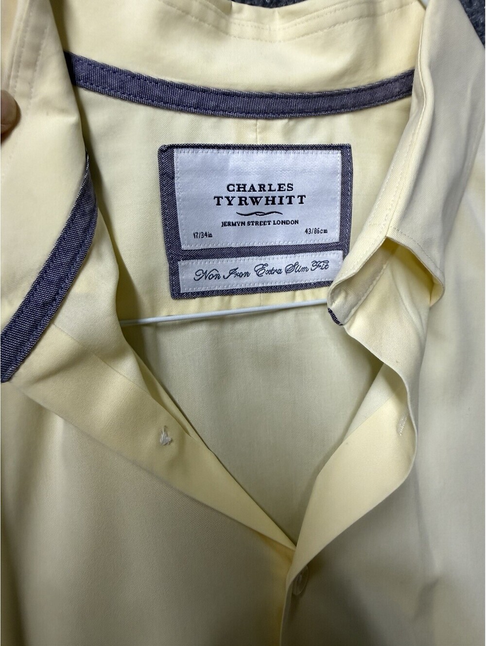 ☀️Charles Tyrwhitt 17/34 Yellow NonIron Extra Slim Fit Long Sleeve Dress Shirt👔